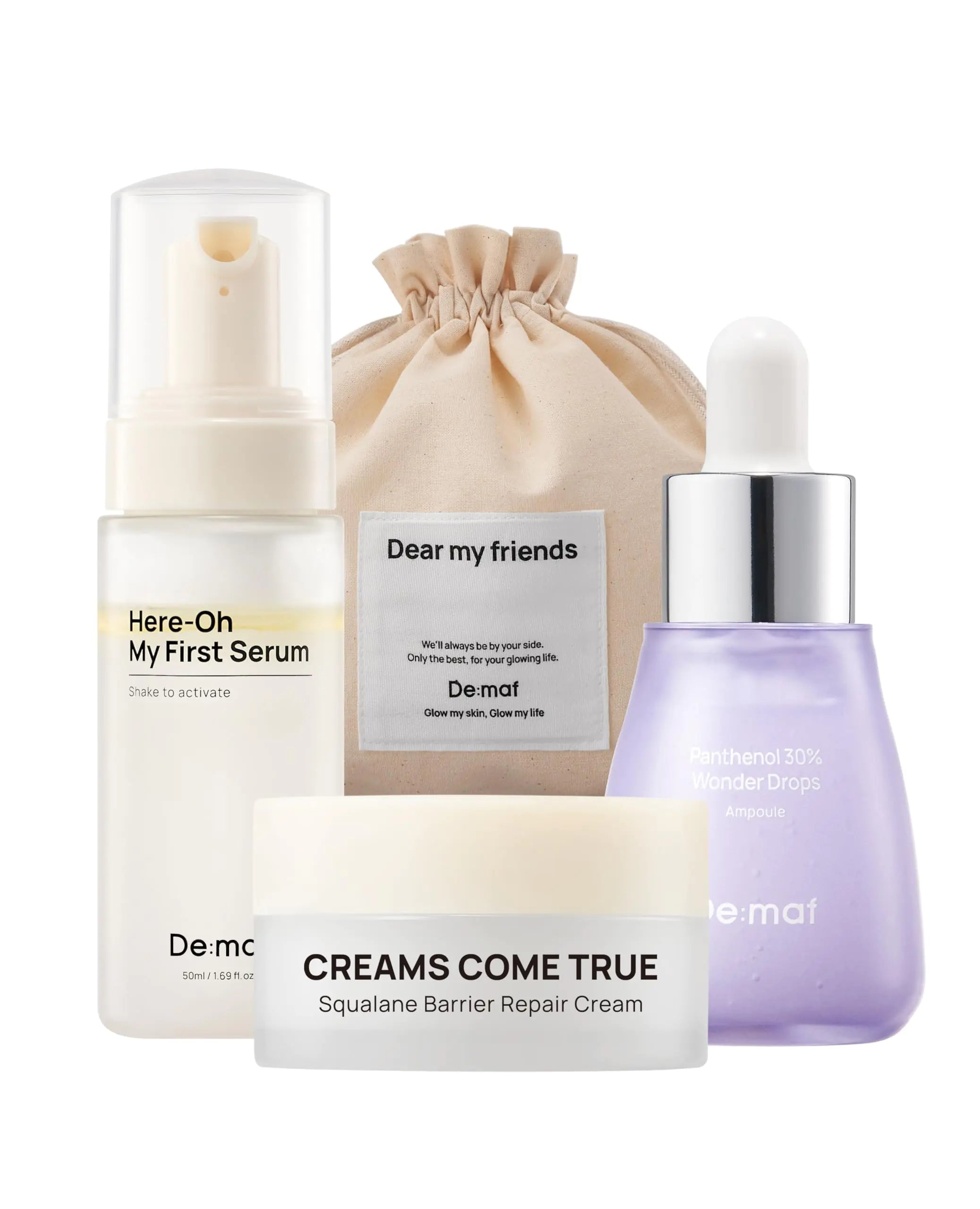 De:maf 3-Piece Skincare Essentials Kit with Travel Pouch