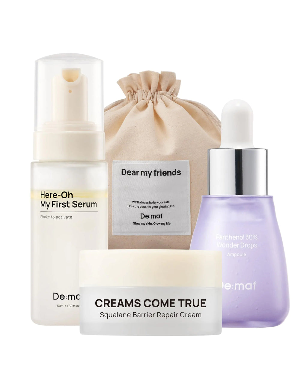 De:maf 3-Piece Skincare Essentials Kit with Travel Pouch